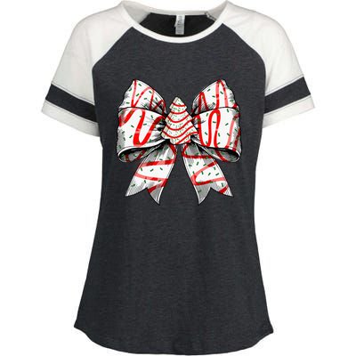 Coquette Bow Christmas Tree Cake Christmas Vibes Enza Ladies Jersey Colorblock Tee