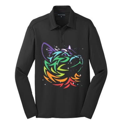 Cat Beautiful Colors For Cat Lovers Cute Cat Silk Touch Performance Long Sleeve Polo