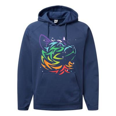 Cat Beautiful Colors For Cat Lovers Cute Cat Performance Fleece Hoodie