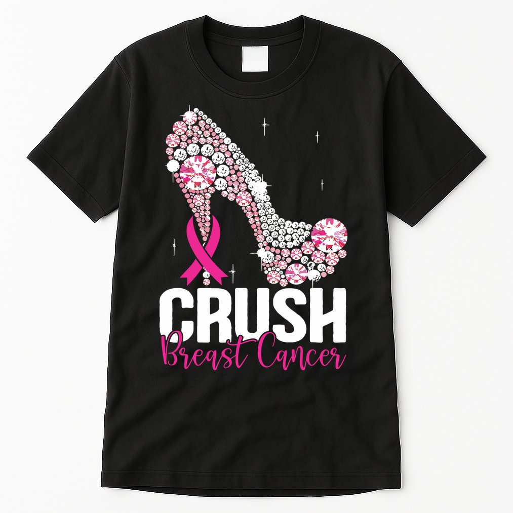 Crush Breast Cancer Awareness Bling Pink Ribbon Tall T-Shirt