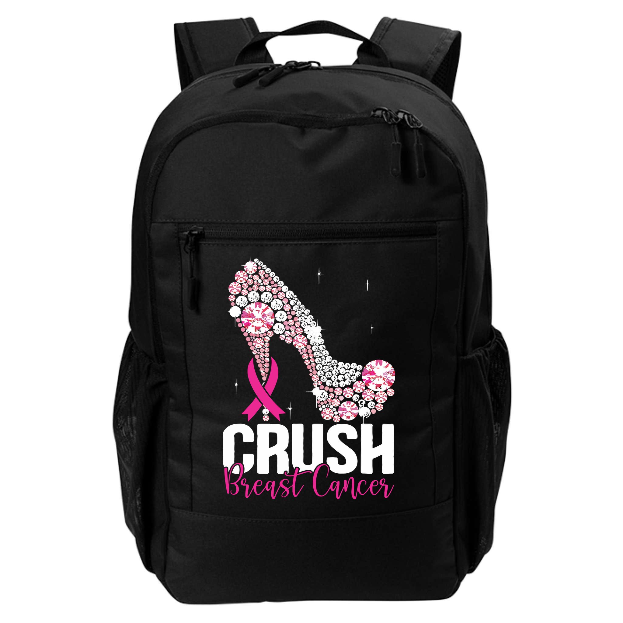 Crush Breast Cancer Awareness Bling Pink Ribbon Backpack