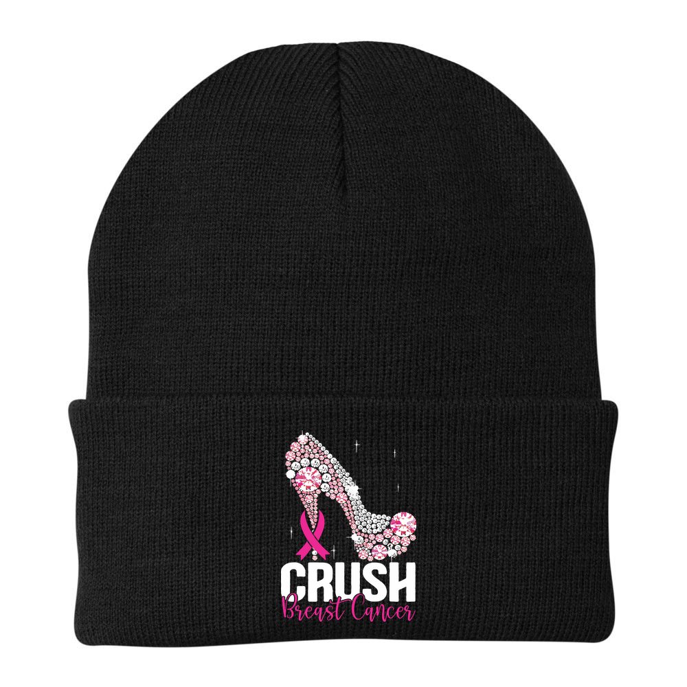 Crush Breast Cancer Awareness Bling Pink Ribbon Beanie