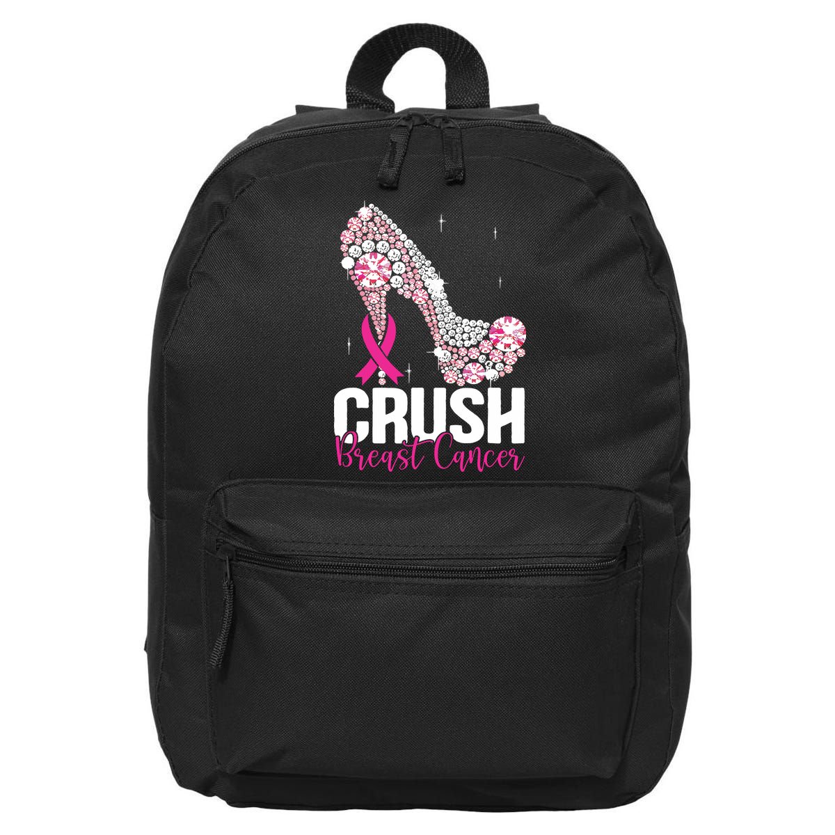 Crush Breast Cancer Awareness Bling Pink Ribbon 16 in Basic Backpack