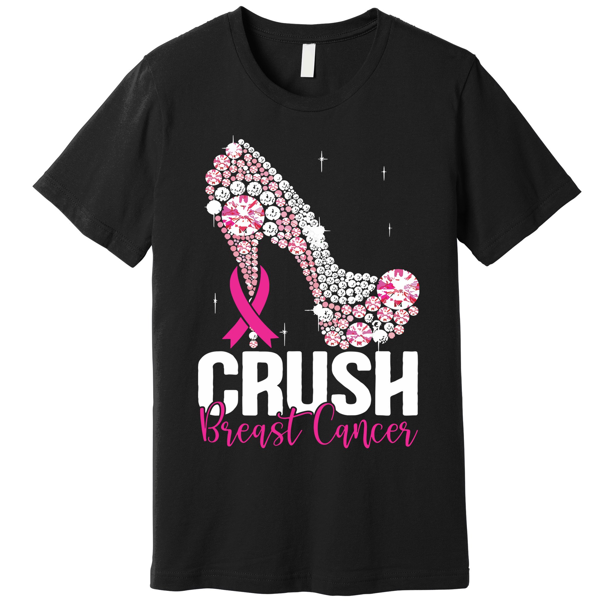 Crush Breast Cancer Awareness Bling Pink Ribbon Premium T-Shirt