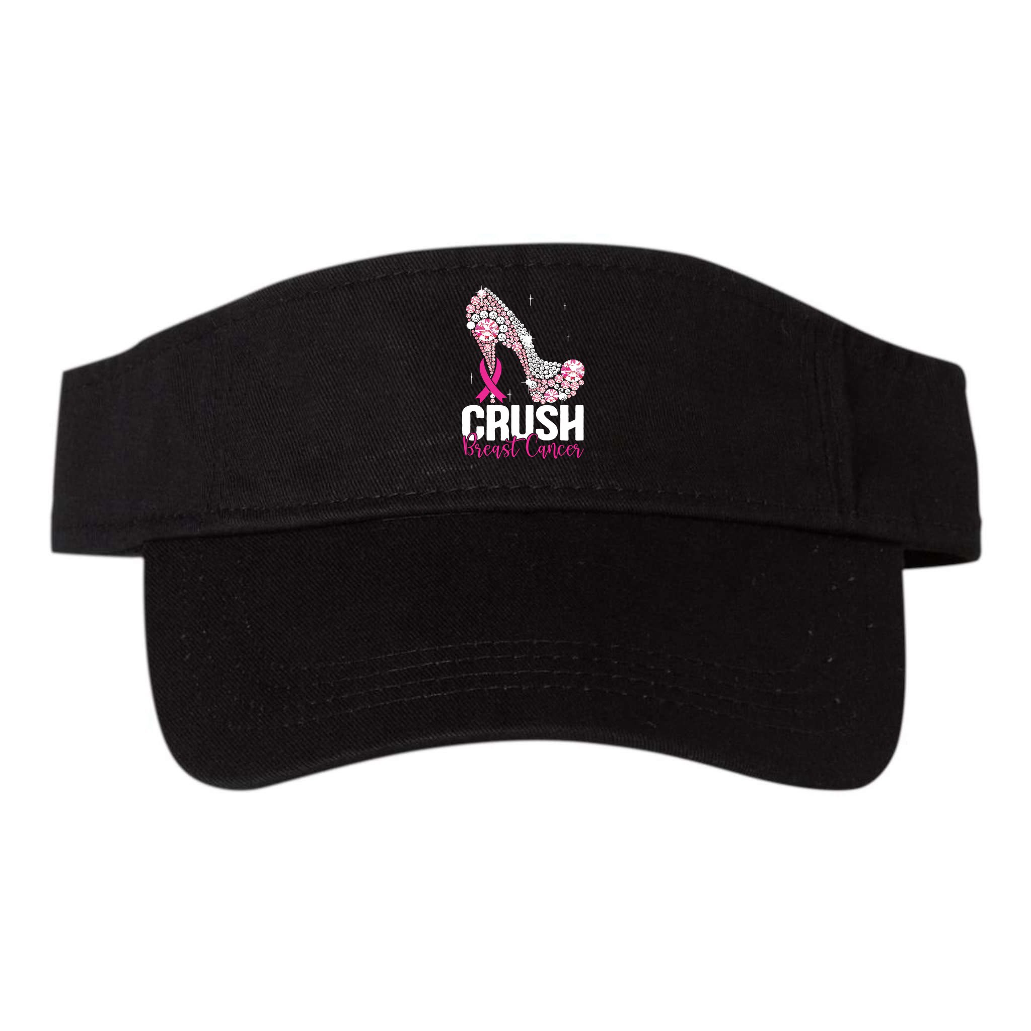 Crush Breast Cancer Awareness Bling Pink Ribbon Visor