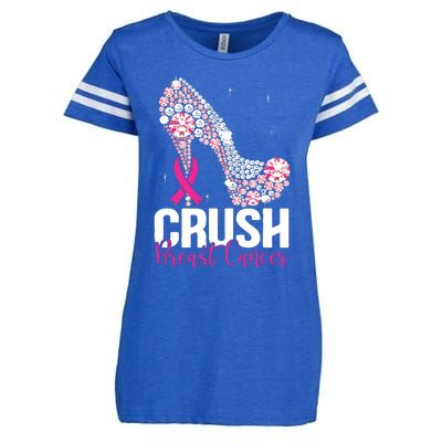 Crush Breast Cancer Awareness Bling Pink Ribbon Enza Ladies Jersey Football T-Shirt