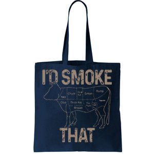 Chef Butcher Cook BBQ Id Smoke That Cow Beef Funny Gift Tote Bag