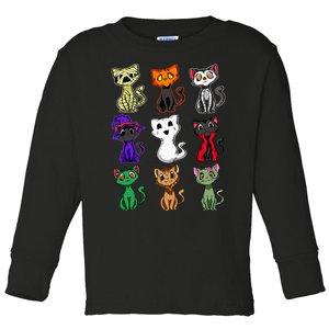 Cute Black Cat Lover Halloween Funny Costume Cat Mom Novelty Toddler Long Sleeve Shirt