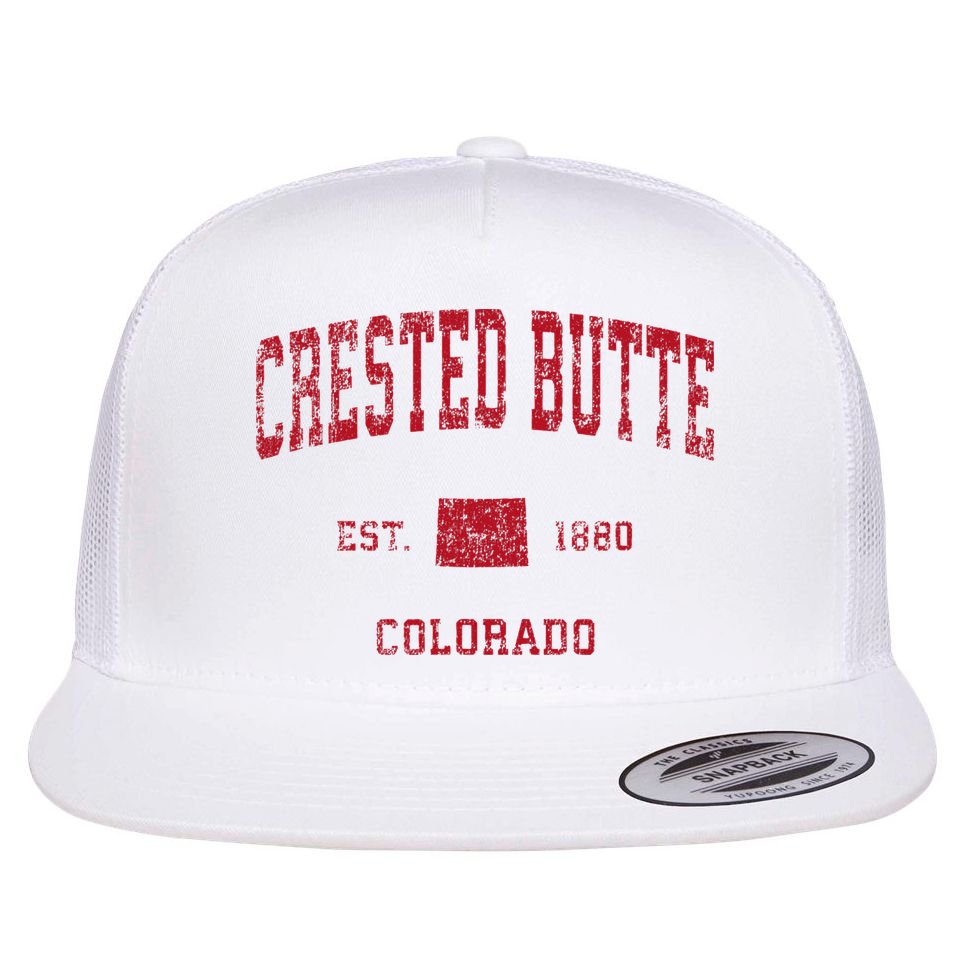 Crested Butte Colorado Co Vintage Sports Flat Bill Trucker Hat