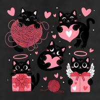 Cute Black Cat Lover Lovely Funny Cat Heart 7 Panel Mesh Trucker Snapback Hat