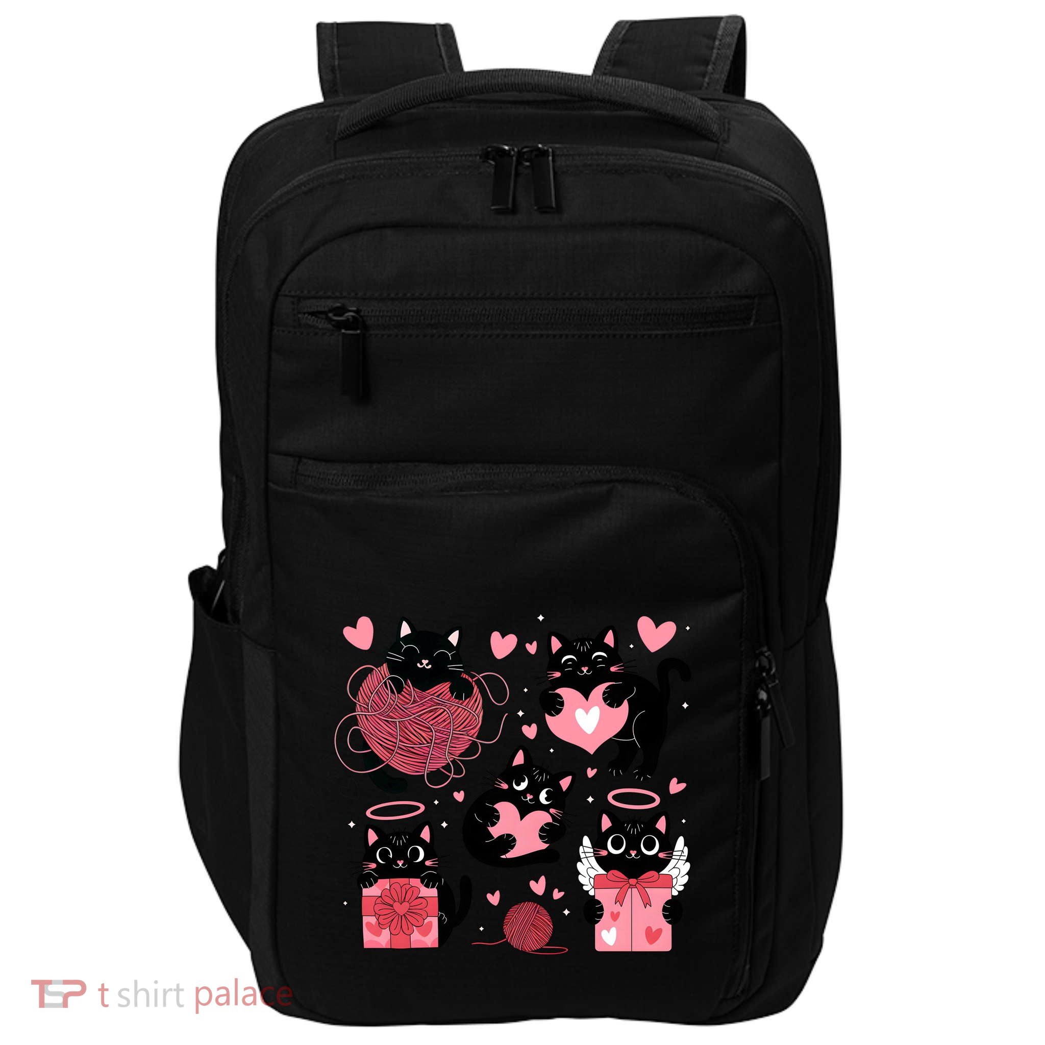 Cute Black Cat Lover Lovely Funny Cat Heart Impact Tech Backpack