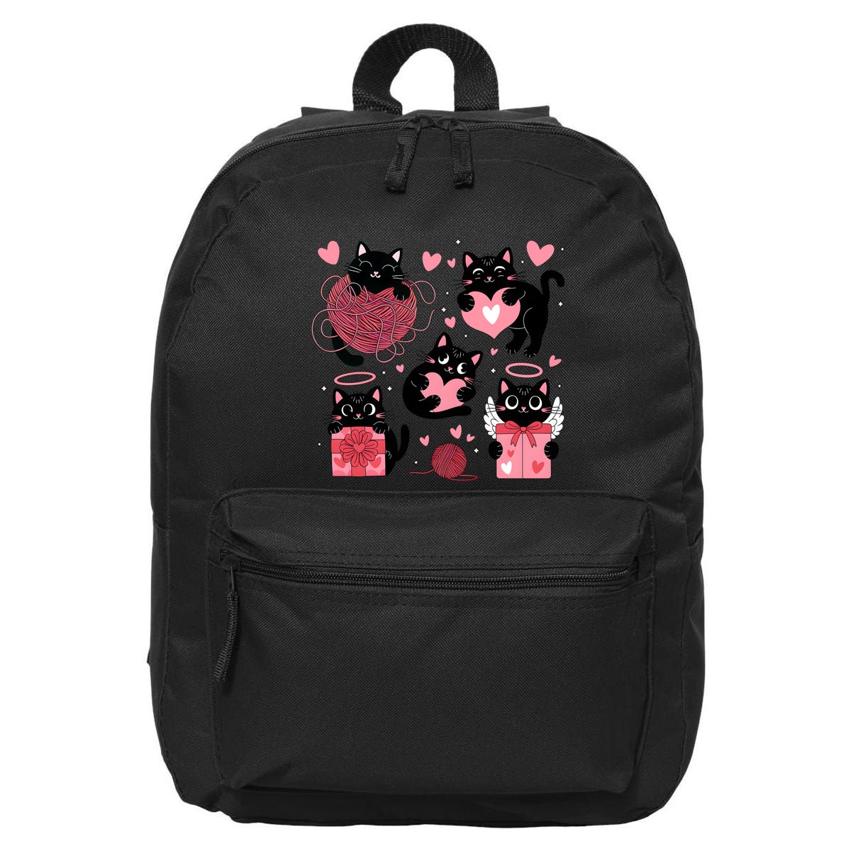 Cute Black Cat Lover Lovely Funny Cat Heart 16 in Basic Backpack
