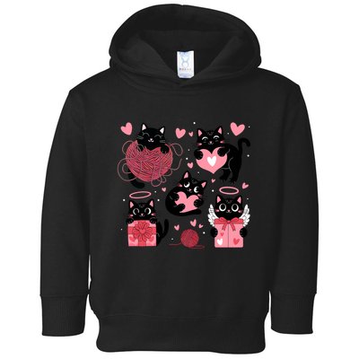 Cute Black Cat Lover Lovely Funny Cat Heart Toddler Hoodie