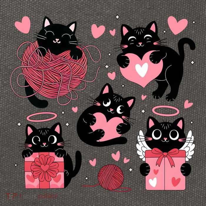 Cute Black Cat Lover Lovely Funny Cat Heart Cotton Canvas Backpack