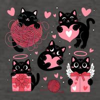 Cute Black Cat Lover Lovely Funny Cat Heart Vector Backpack