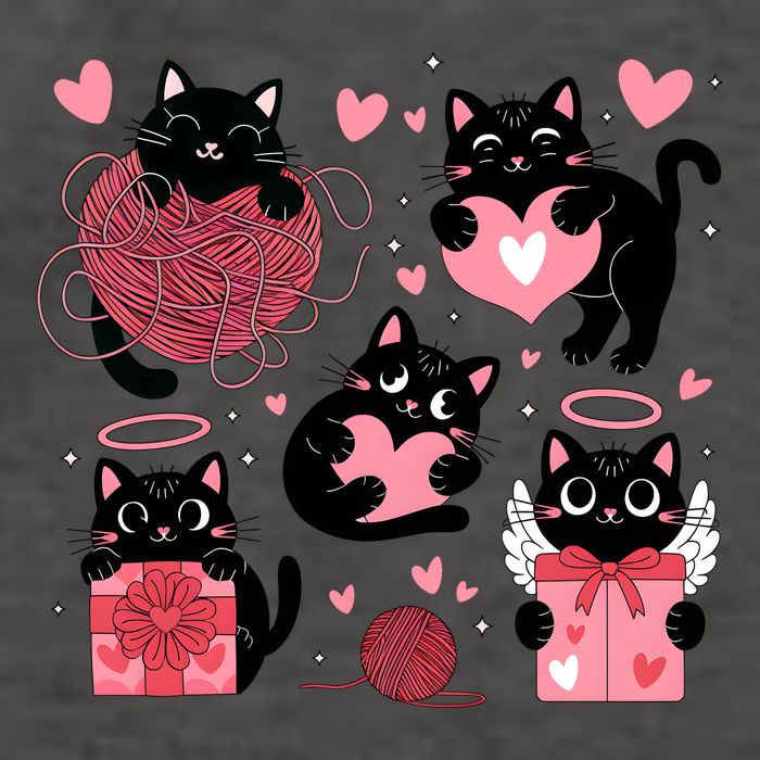 Cute Black Cat Lover Lovely Funny Cat Heart Vector Backpack