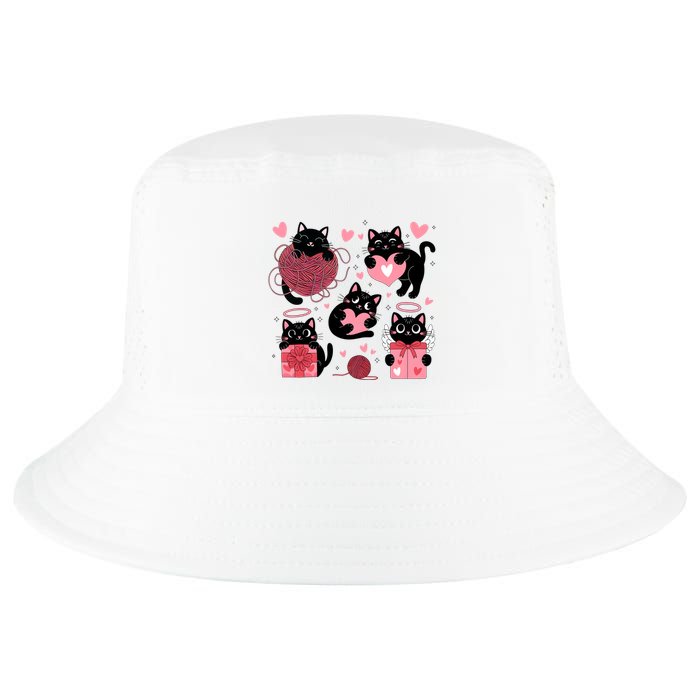 Cute Black Cat Lover Lovely Funny Cat Heart Cool Comfort Performance Bucket Hat