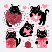 Cute Black Cat Lover Lovely Funny Cat Heart Cool Comfort Performance Bucket Hat