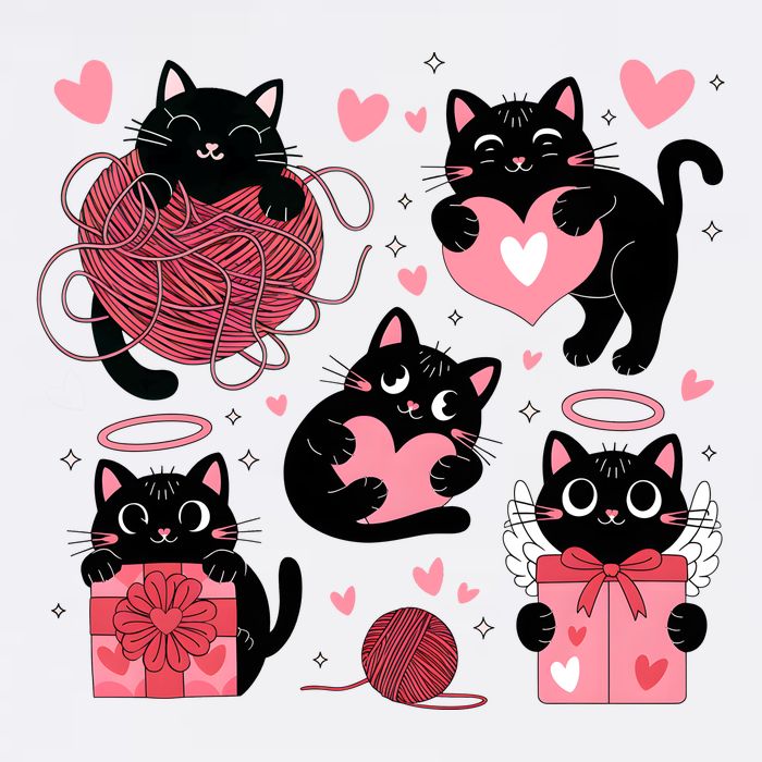 Cute Black Cat Lover Lovely Funny Cat Heart Cool Comfort Performance Bucket Hat