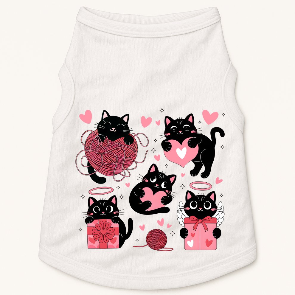 Cute Black Cat Lover Lovely Funny Cat Heart Doggie Tank
