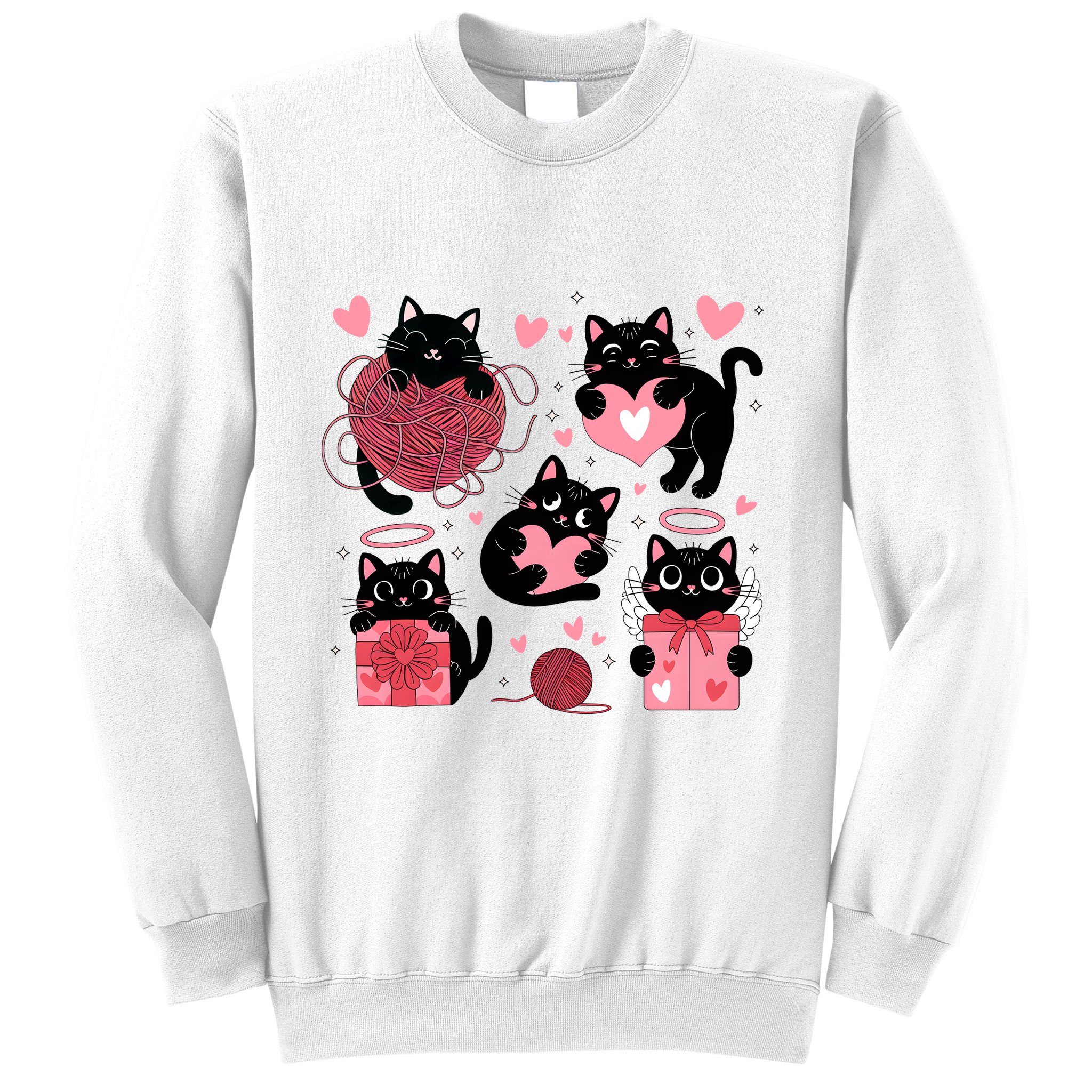Cute Black Cat Lover Lovely Funny Cat Heart Sweatshirt