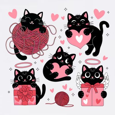 Cute Black Cat Lover Lovely Funny Cat Heart T-Shirt