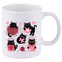 Cute Black Cat Lover Lovely Funny Cat Heart 11oz C Handle Ceramic Mug