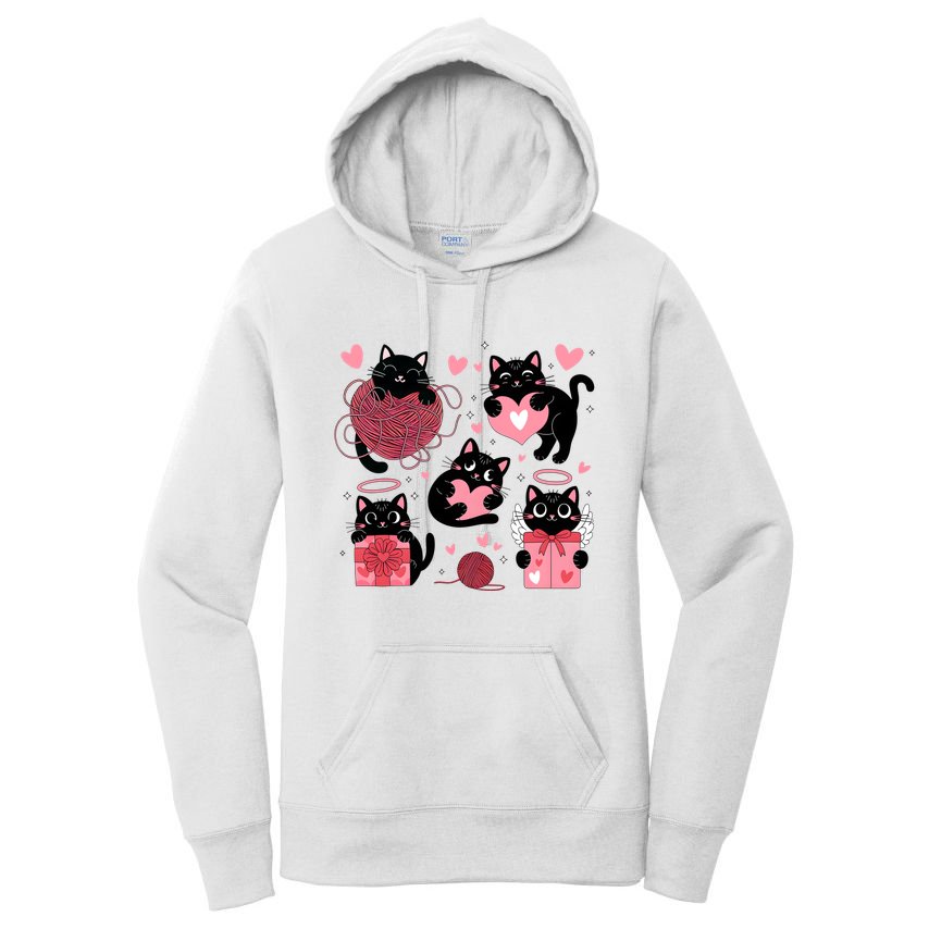 Cute Black Cat Lover Lovely Funny Cat Heart Women's Pullover Hoodie