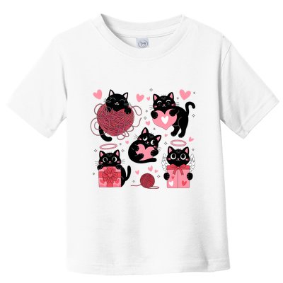 Cute Black Cat Lover Lovely Funny Cat Heart Toddler T-Shirt