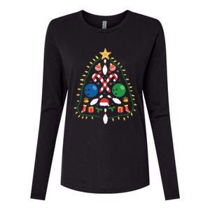 Cute Bowling Christmas Tree Lights Xmas Gift Gift Womens Cotton Relaxed Long Sleeve T-Shirt