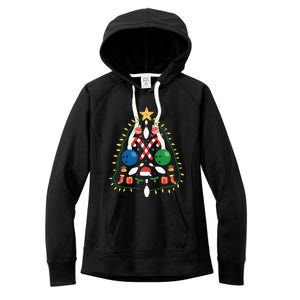 Cute Bowling Christmas Tree Lights Xmas Gift Gift Women's Fleece Hoodie