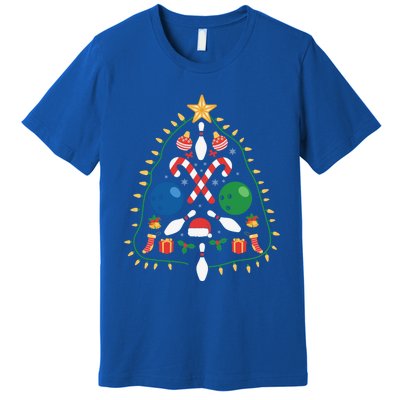 Cute Bowling Christmas Tree Lights Xmas Gift Gift Premium T-Shirt