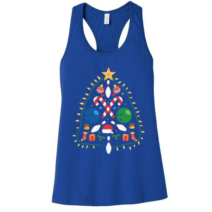 Cute Bowling Christmas Tree Lights Xmas Gift Gift Women's Racerback Tank