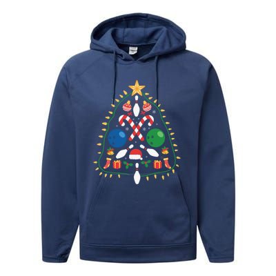 Cute Bowling Christmas Tree Lights Xmas Gift Gift Performance Fleece Hoodie