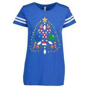 Cute Bowling Christmas Tree Lights Xmas Gift Gift Enza Ladies Jersey Football T-Shirt