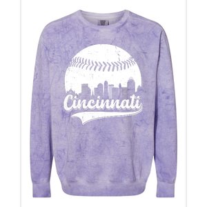 Cincinnati Baseball City Skyline Colorblast Crewneck Sweatshirt