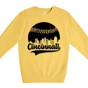 Cincinnati Baseball City Skyline Premium Crewneck Sweatshirt