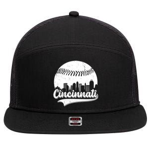 Cincinnati Baseball City Skyline 7 Panel Mesh Trucker Snapback Hat