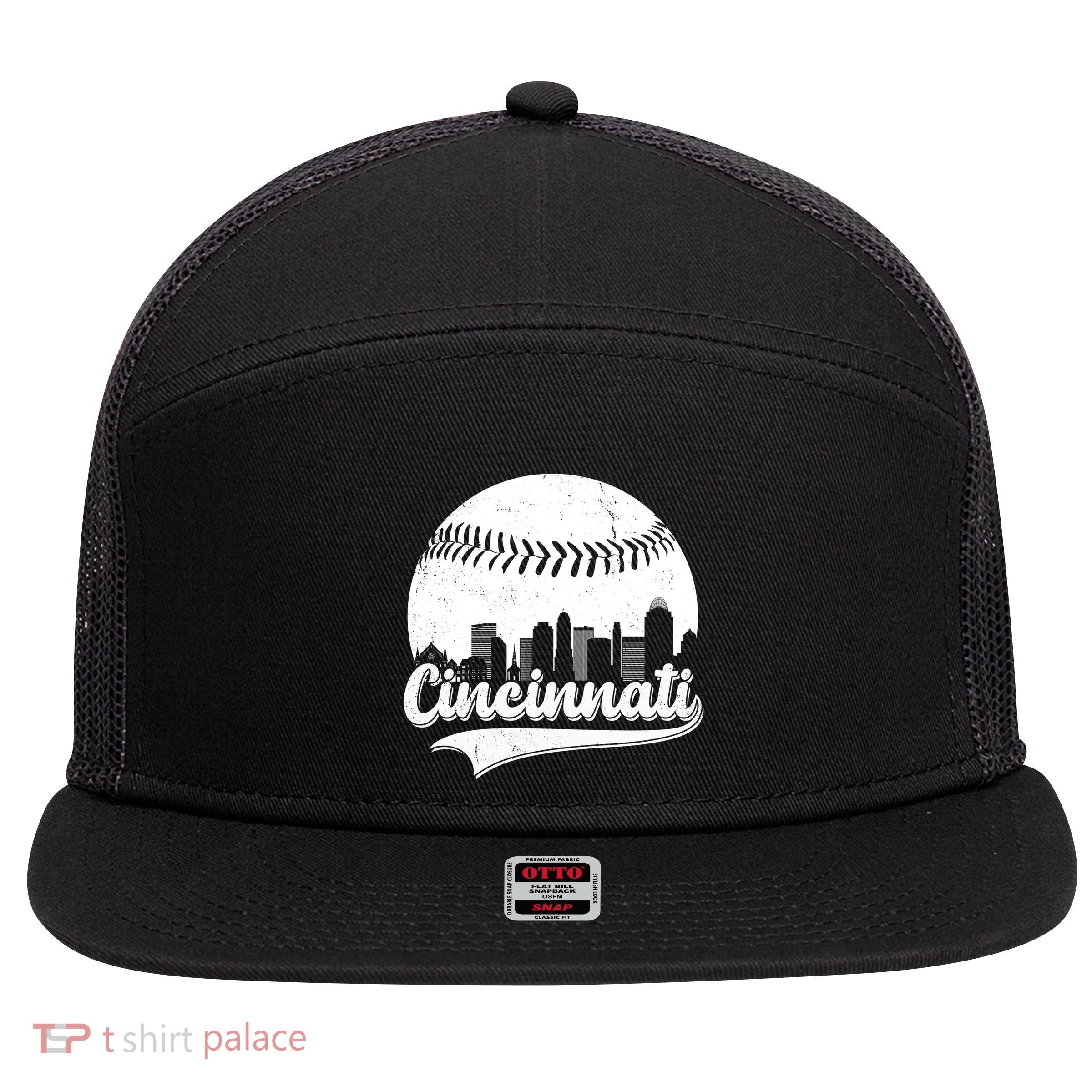 Cincinnati Baseball City Skyline 7 Panel Mesh Trucker Snapback Hat