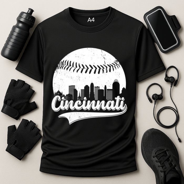 Cincinnati Baseball City Skyline Cooling Performance Crew T-Shirt