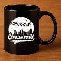 Cincinnati Baseball City Skyline 11oz C Handle Ceramic Mug