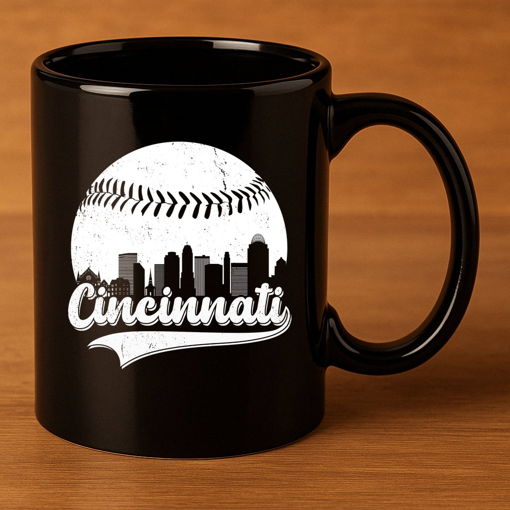 Cincinnati Baseball City Skyline 11oz C Handle Ceramic Mug