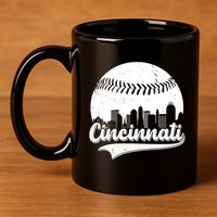 Cincinnati Baseball City Skyline 11oz C Handle Ceramic Mug