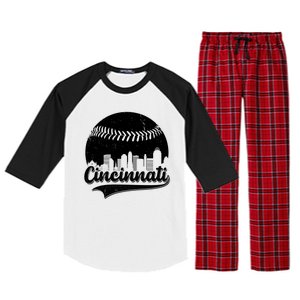 Cincinnati Baseball City Skyline Raglan Sleeve Pajama Set