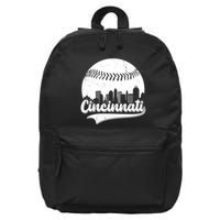 Cincinnati Baseball City Skyline 16 in Basic Backpack
