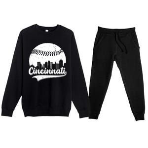 Cincinnati Baseball City Skyline Premium Crewneck Sweatsuit Set