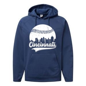 Cincinnati Baseball City Skyline Performance Fleece Hoodie