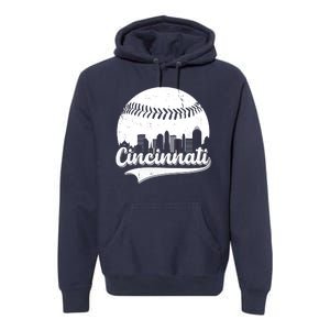 Cincinnati Baseball City Skyline Premium Hoodie