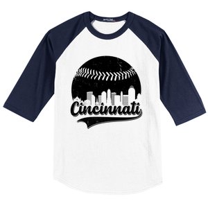 Cincinnati Baseball City Skyline Baseball Sleeve Shirt