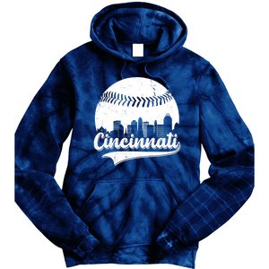 Cincinnati Baseball City Skyline Tie Dye Hoodie